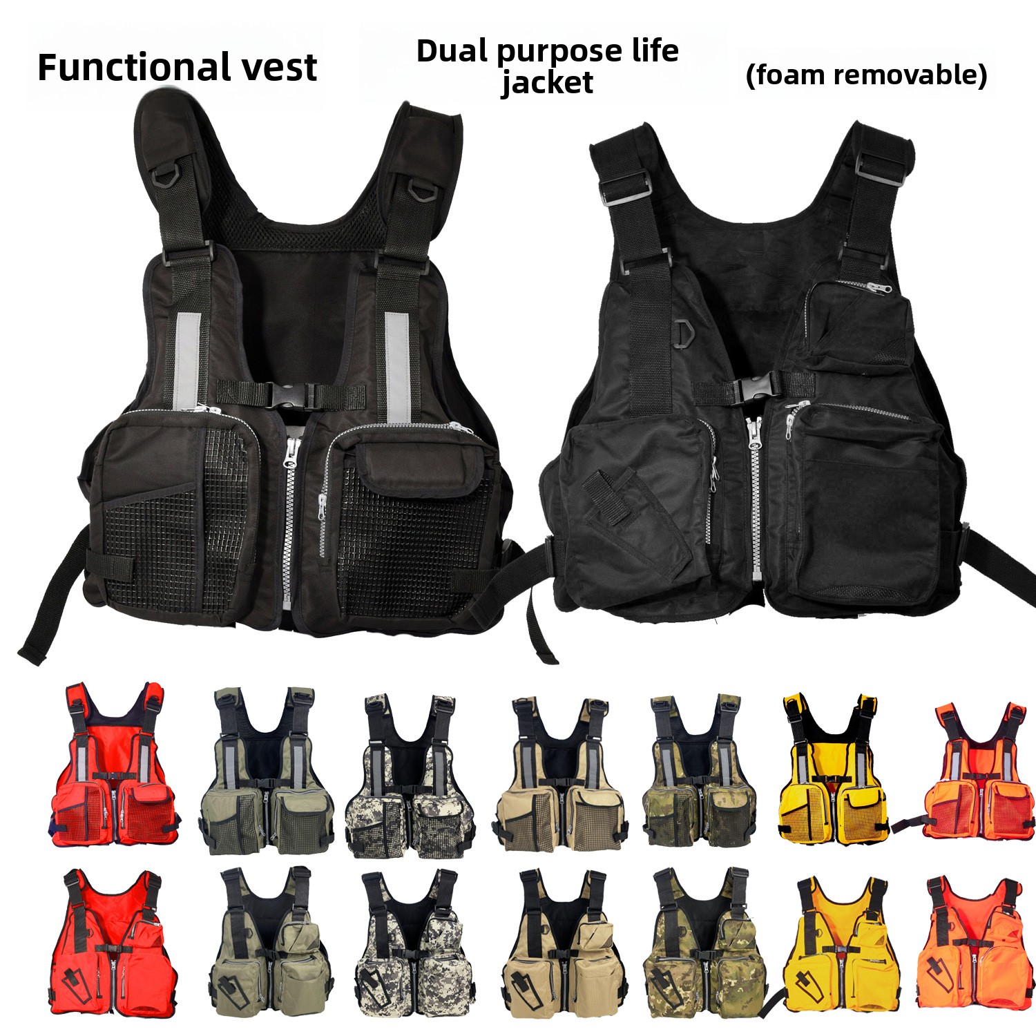 Fishing Vest Jacket - Angel-Schwimmweste für Erwachsene Männer, Angel-Auftriebsanzug mit