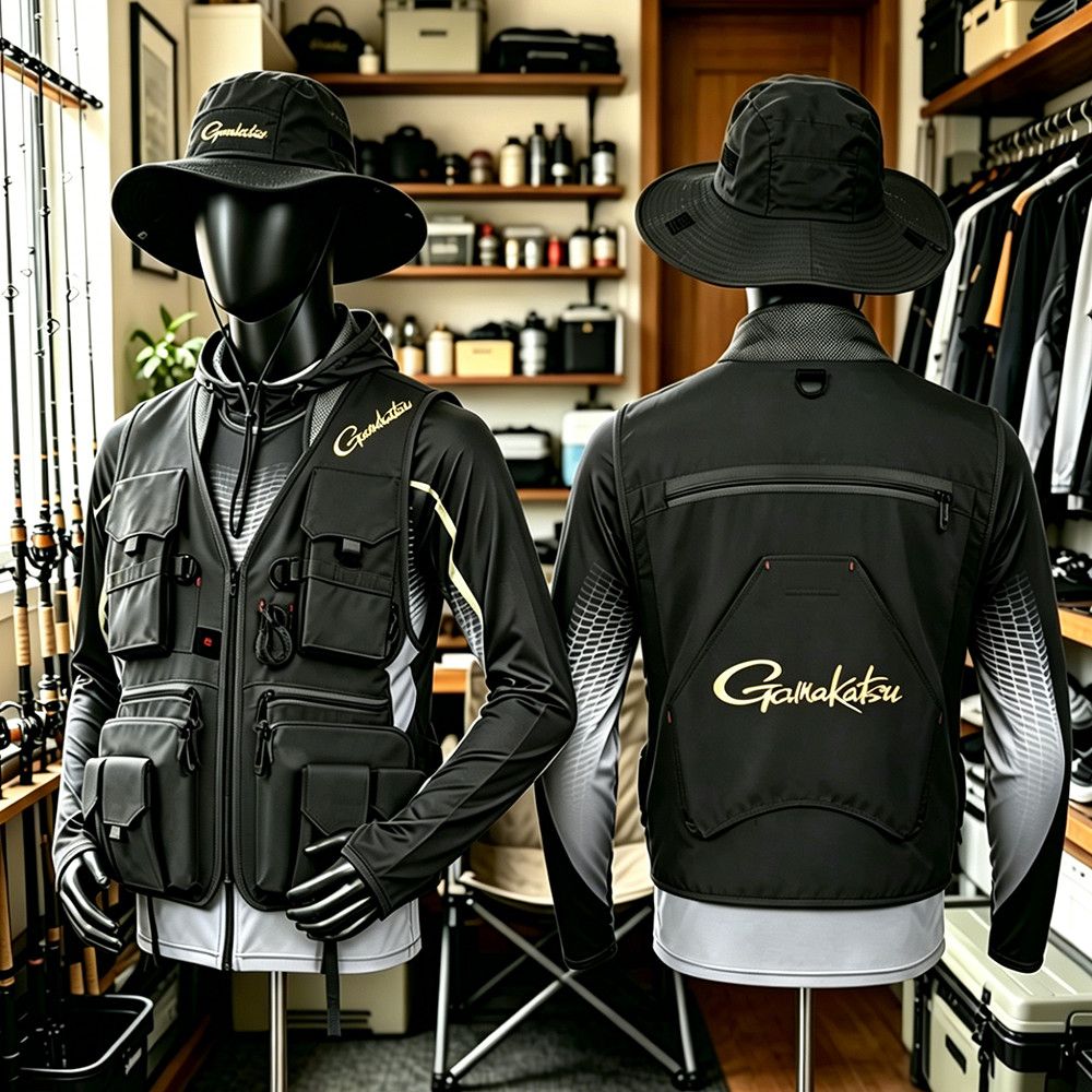 Fishing Vest Jacket - Gamakatsu Herren-Anglerweste mit mehreren Taschen, schnell